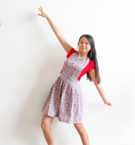 Handmade pinafore in cherry print