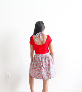 Handmade pinafore in cherry print